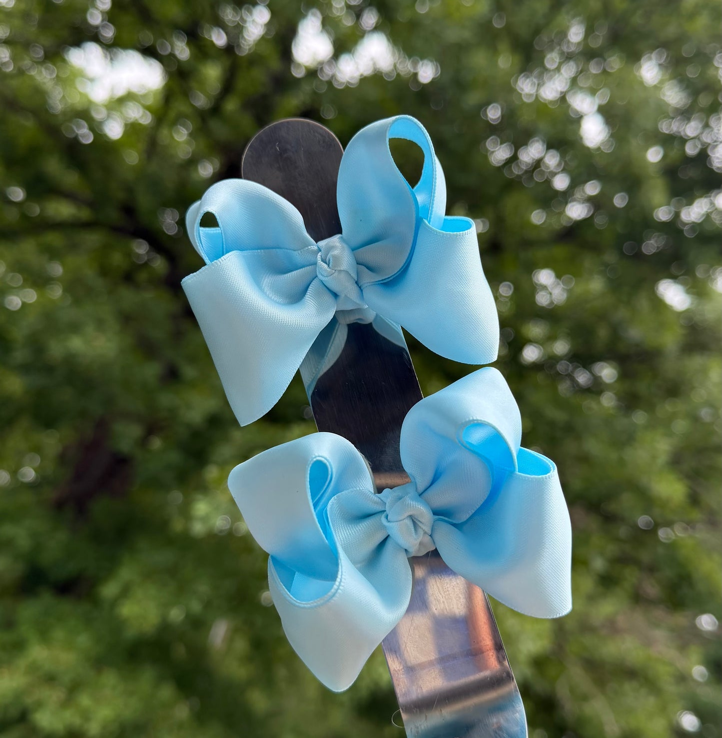 Satin Light Blue Ribbon Piggies