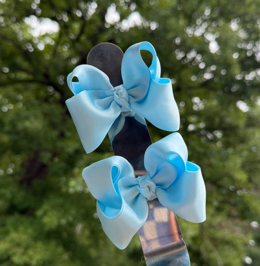 Satin Light Blue Ribbon Piggies