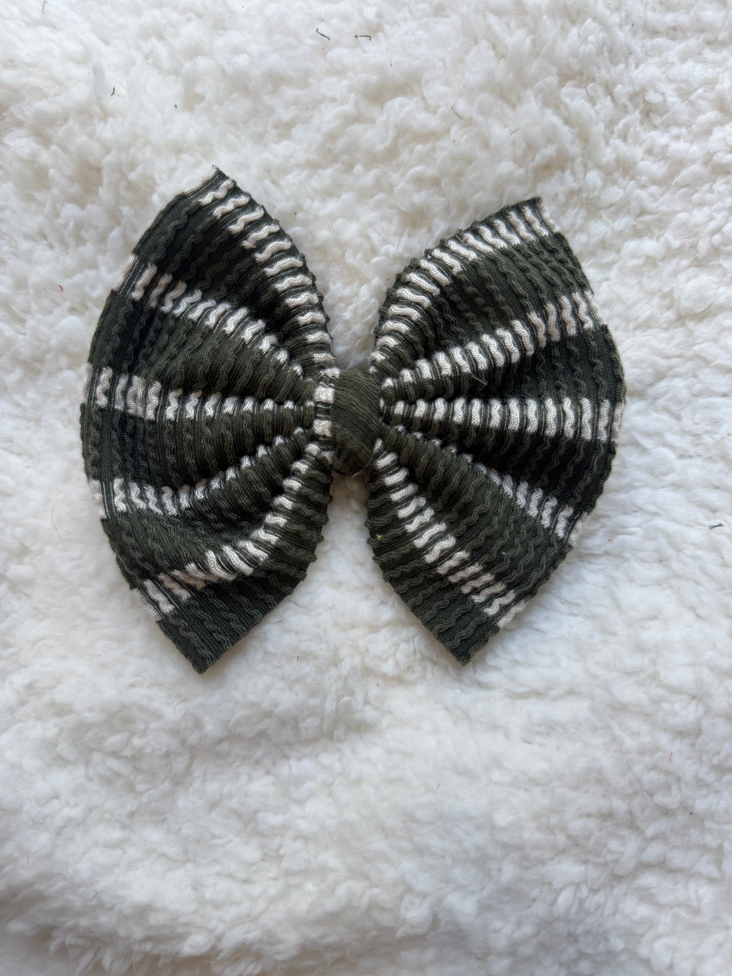 Ribbed Army Green & White Stripes